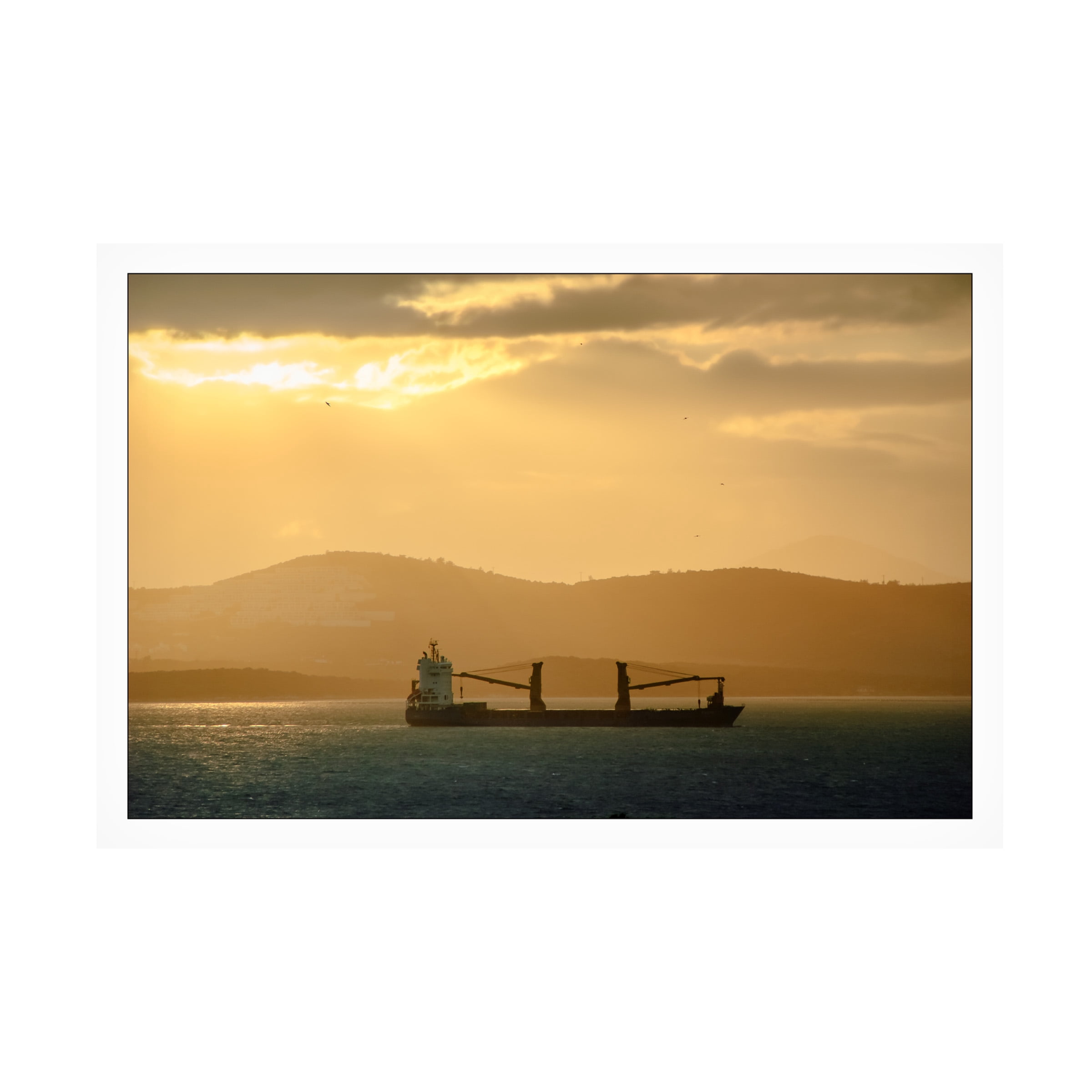 Canvas Wall Art - Yury A Melnikov 'Cargo Ship In The Sunset' Wall Art for Living Room, Bedroom, or Office DÃ©cor by Trademark Fine Art - 24 x 16 Inches