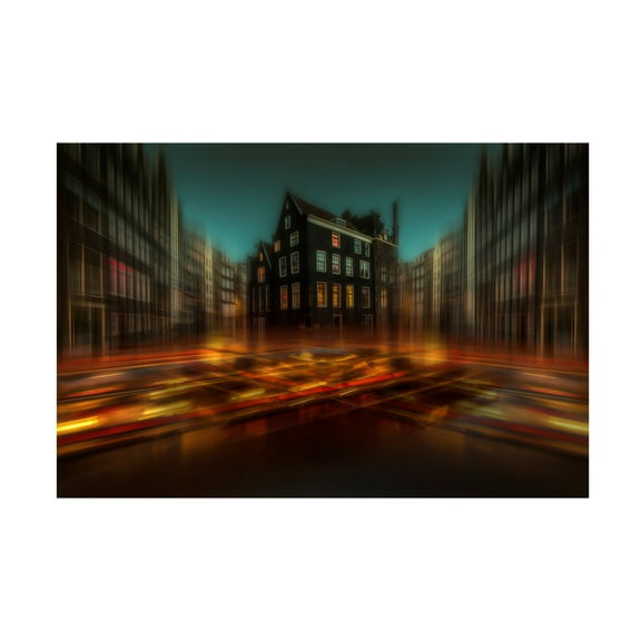 Canvas Wall Art - aRRO  'Amsterdam Lights' Wall Art for Living Room, Bedroom, or Office D?cor by Trademark Fine Art - 19 x 12 Inches