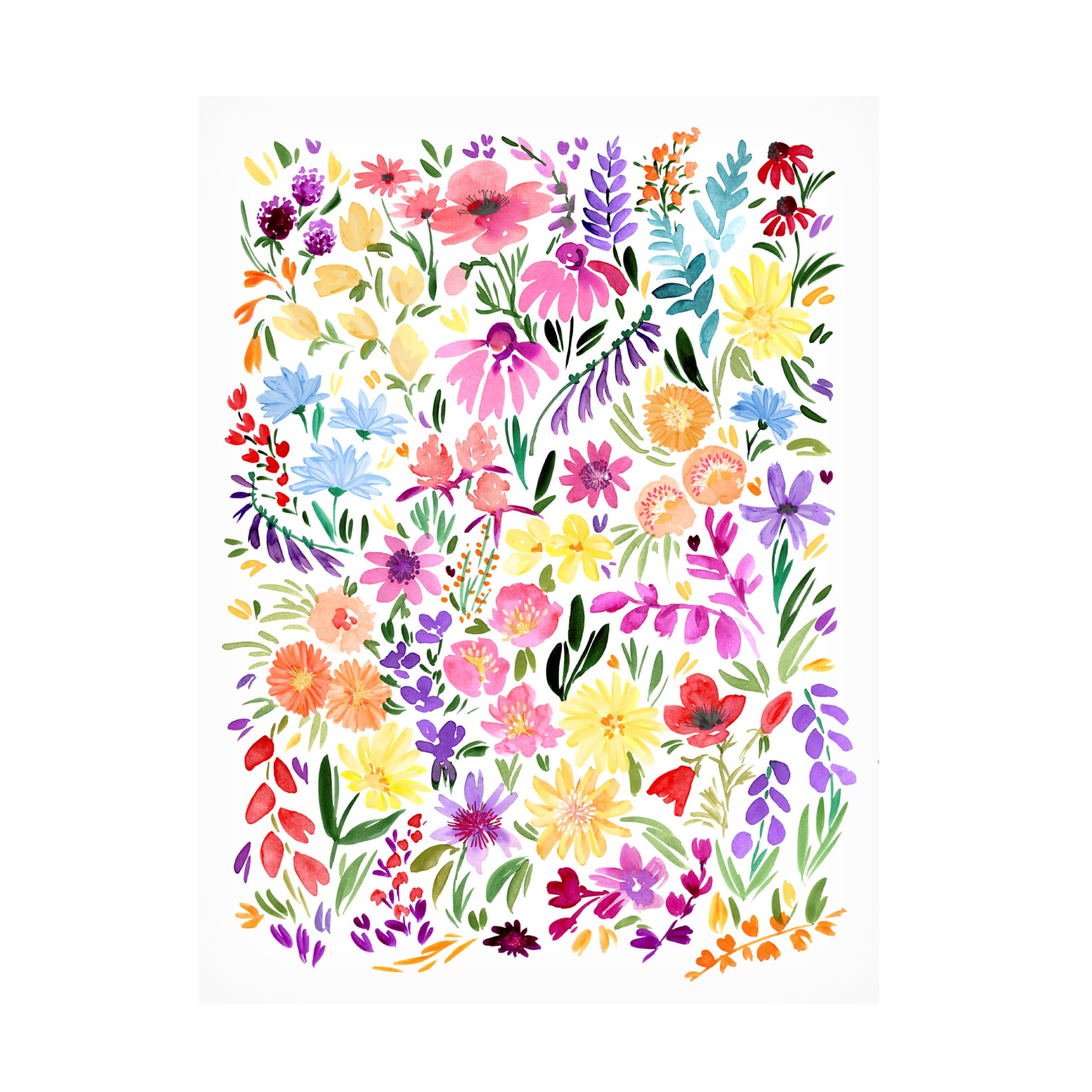 Canvas Wall Art - blursbyai 'Colorful Wildflowers' Wall Art for Living Room, Bedroom, or Office Décor by Trademark Fine Art - 24 x 32 Inches