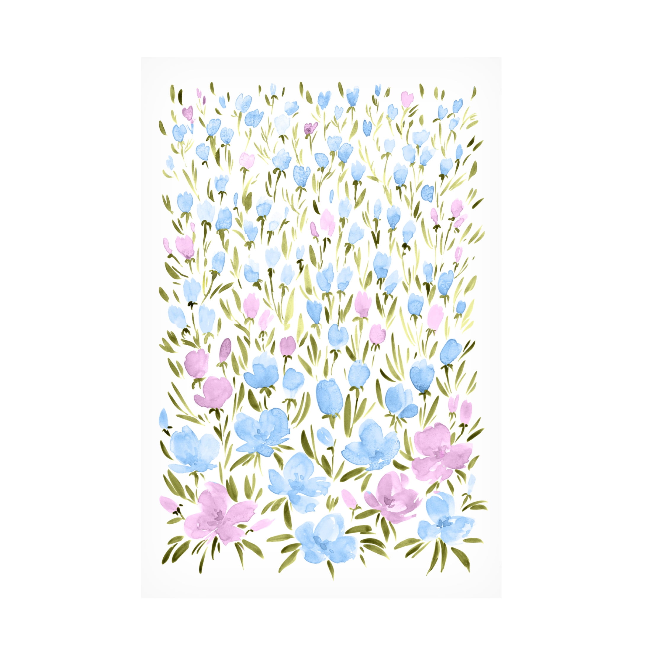 Canvas Wall Art - blursbyai 'Field Of Watercolor Flowers' Wall Art for Living Room, Bedroom, or Office Décor by Trademark Fine Art - 22 x 32 Inches