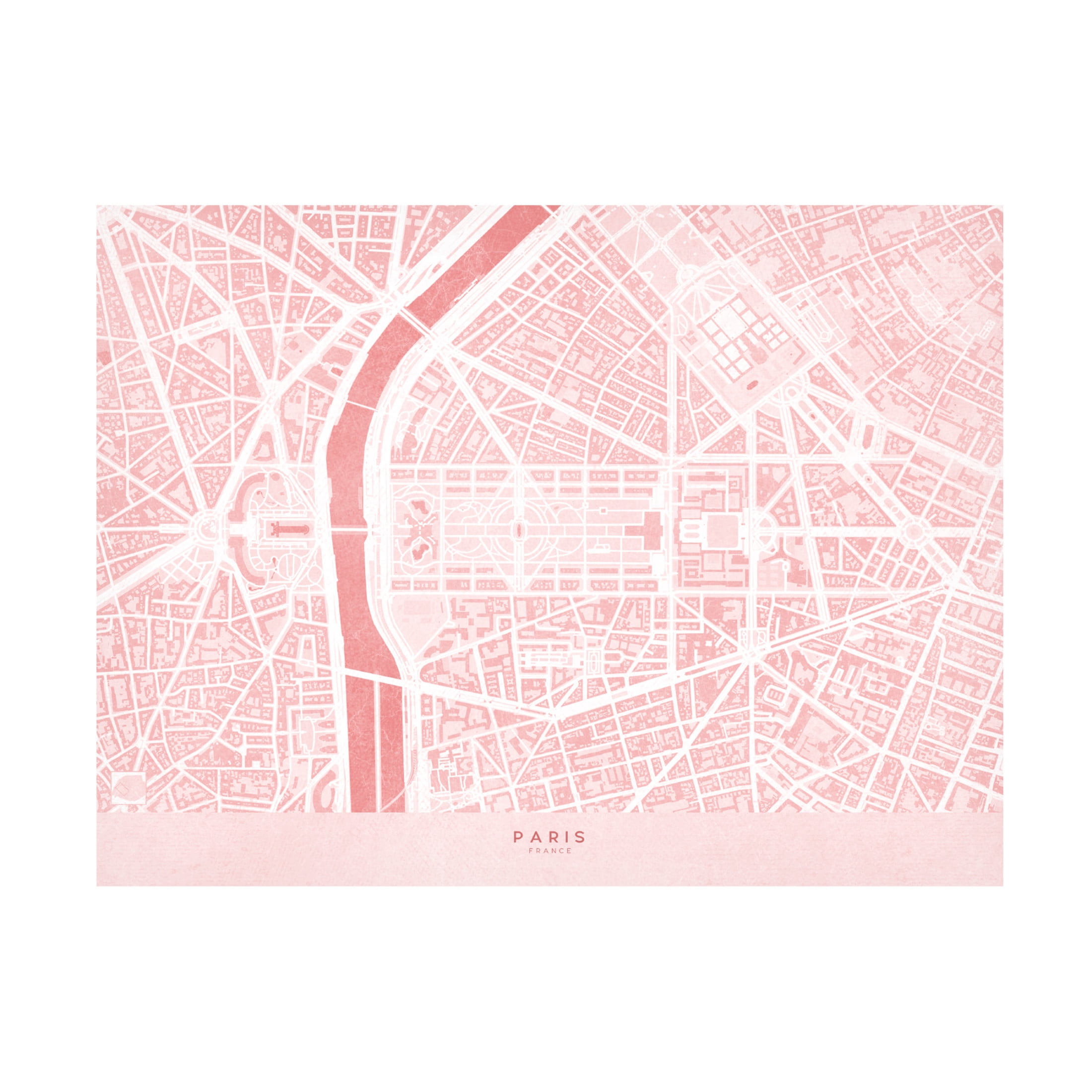 Canvas Wall Art - blursbyai 'Pink Distressed Map Of Paris II' Wall Art for Living Room, Bedroom, or Office Décor by Trademark Fine Art - 19 x 14 Inches