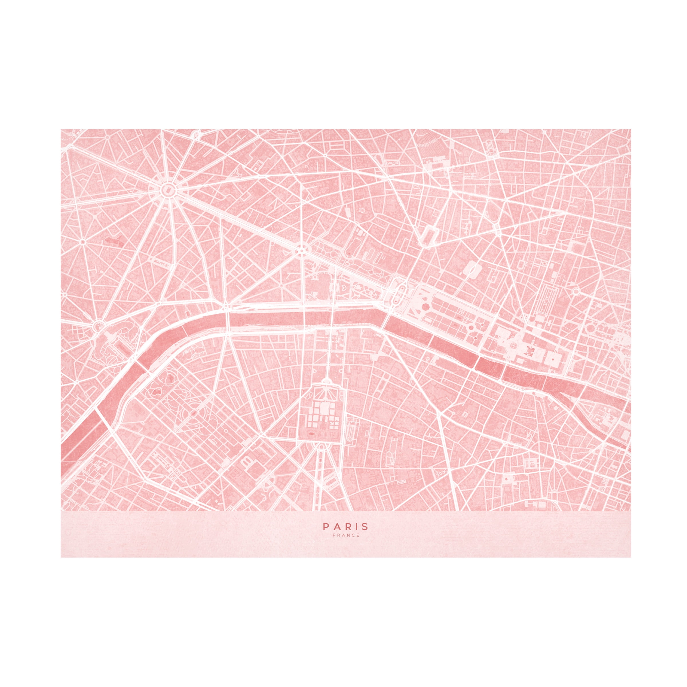 Canvas Wall Art - blursbyai 'Pink Distressed Map Of Paris III' Wall Art for Living Room, Bedroom, or Office Décor by Trademark Fine Art - 19 x 14 Inches