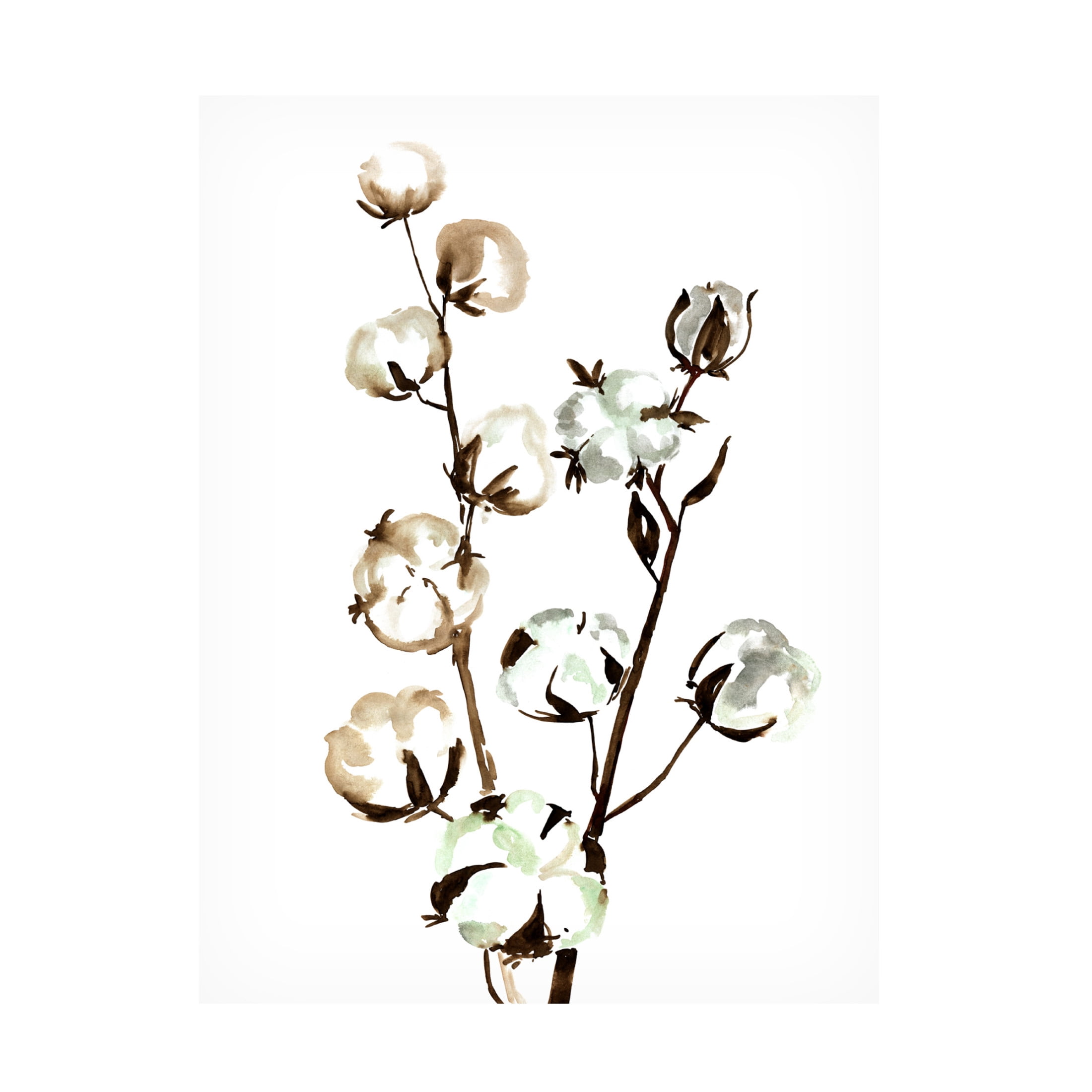 Canvas Wall Art - blursbyai 'Watercolor Cotton I' Wall Art for Living Room, Bedroom, or Office Décor by Trademark Fine Art - 24 x 32 Inches