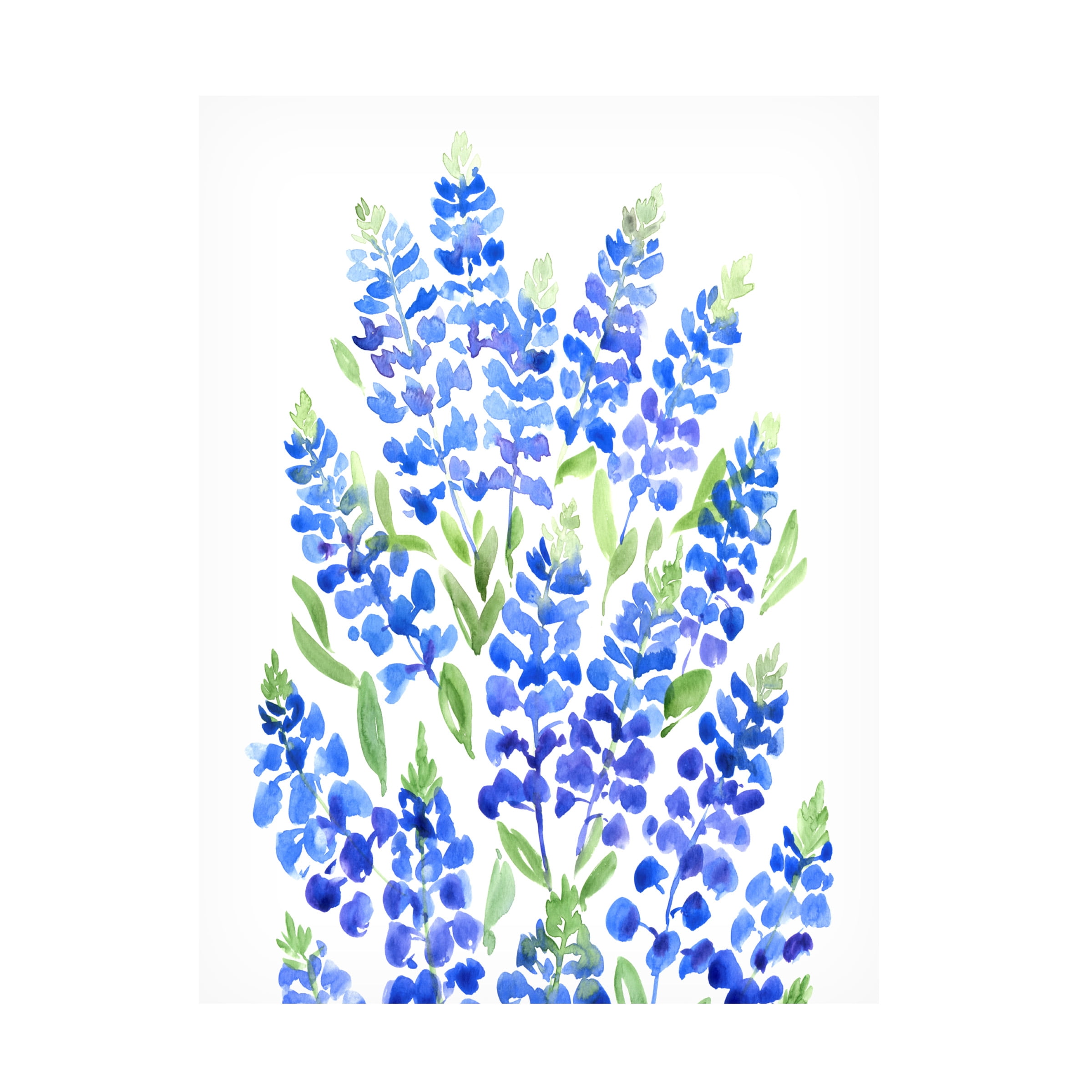 Canvas Wall Art - blursbyai 'Watercolor Texas Bluebonnet Bouquet' Wall Art for Living Room, Bedroom, or Office DÃ©cor by Trademark Fine Art - 14 x 19 Inches