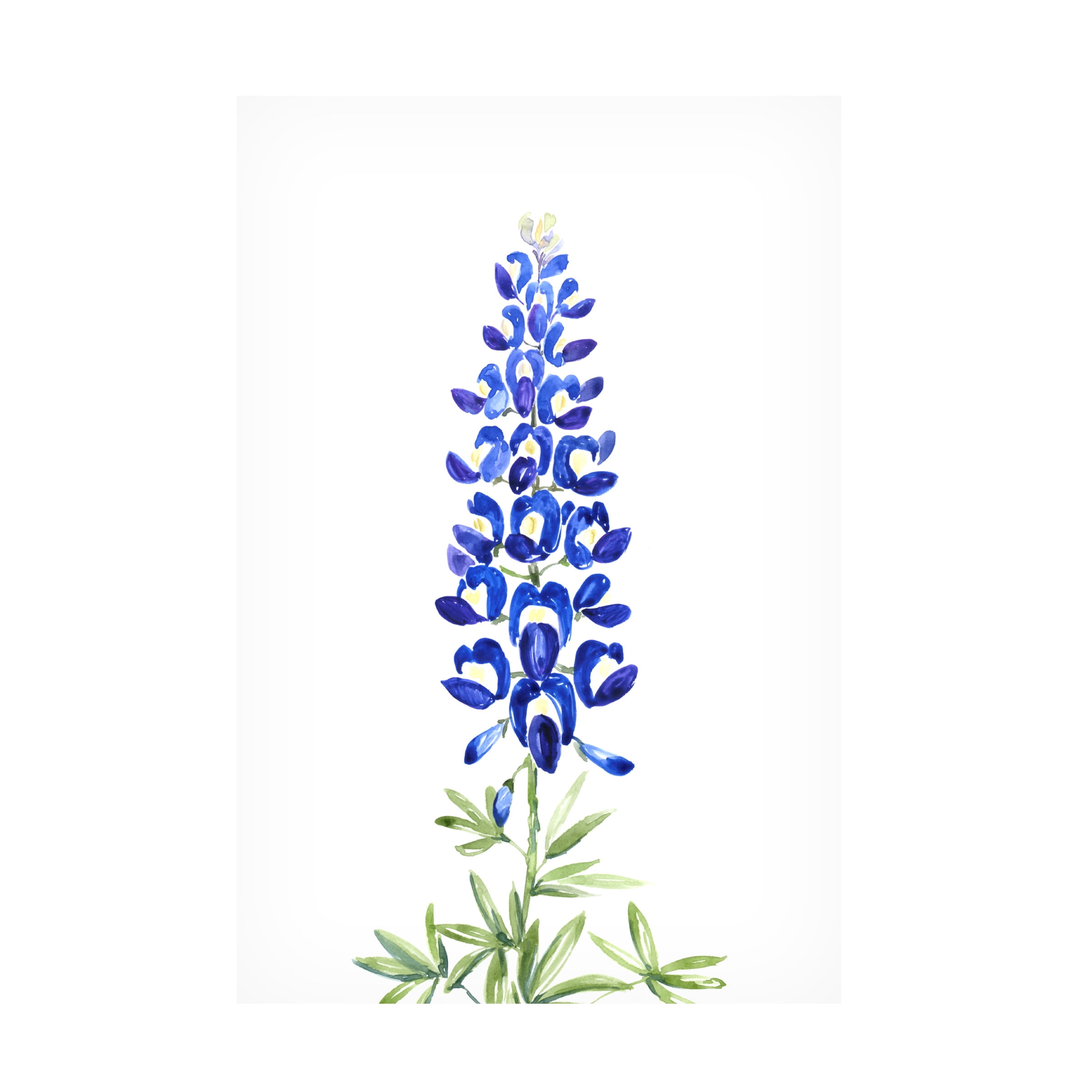 Canvas Wall Art - blursbyai 'Watercolor Texas Bluebonnet' Wall Art for Living Room, Bedroom, or Office Décor by Trademark Fine Art - 30 x 47 Inches - 30x47