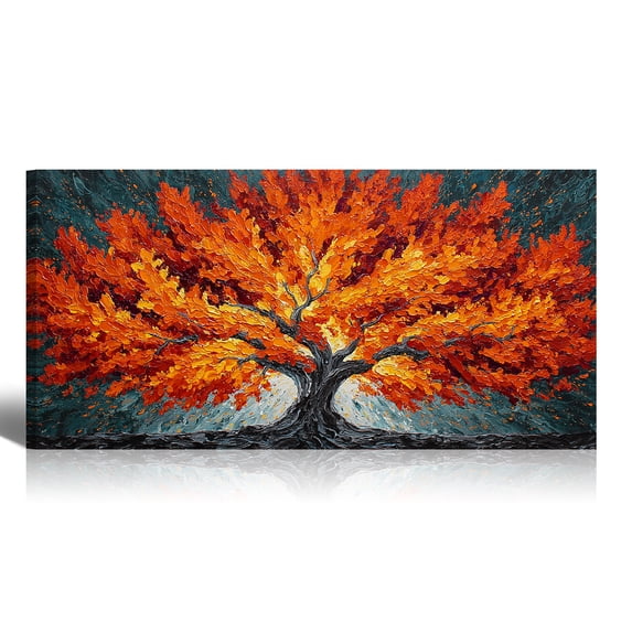 Canvas Wall Art for Living Room - Large Red Tree of Life Canvas Prints, Modern Abstract Nature Painting Wall Decor for Bedroom Bathroom and Office