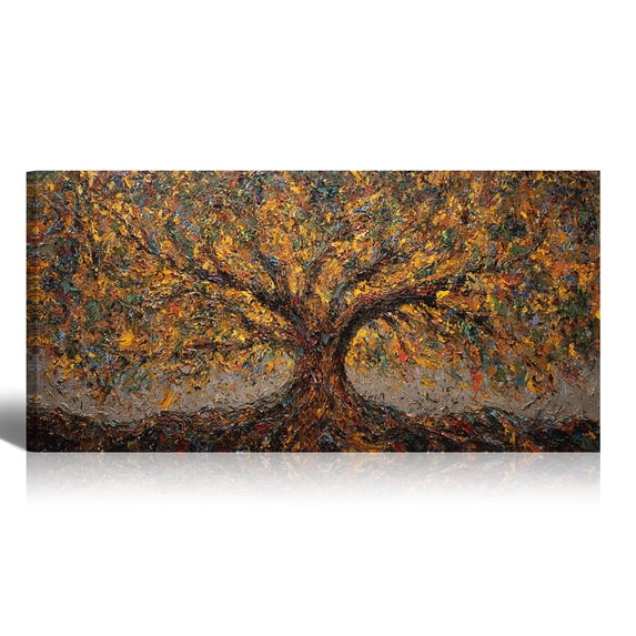 Canvas Wall Art for Living Room - Large Yellow Tree of Life Canvas Prints, Modern Abstract Nature Painting for Kitchen Bedroom Office Wall Decor