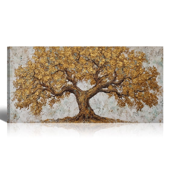 Canvas Wall Art for Living Room - Large Yellow Tree of Life Canvas Prints, Modern Abstract Nature Painting for Kitchen Bedroom Office Wall Decor