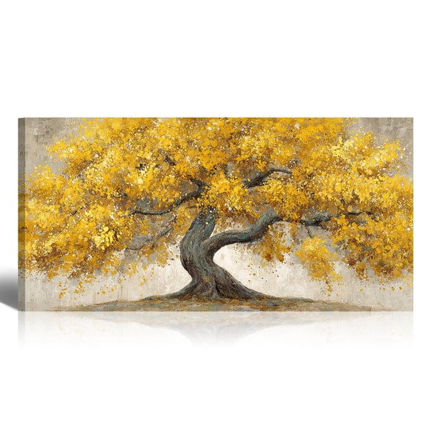 Canvas Wall Art for Living Room - Large Yellow Tree of Life Canvas ...