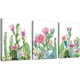 thumbnail image 1 of Canvas Wall Art for living room bathroom Wall Decor for bedroom kitchen artwork Canvas Prints green cactus flowers painting 12" x 16" 3 Pieces Modern framed office Home decorations family picture, 1 of 6