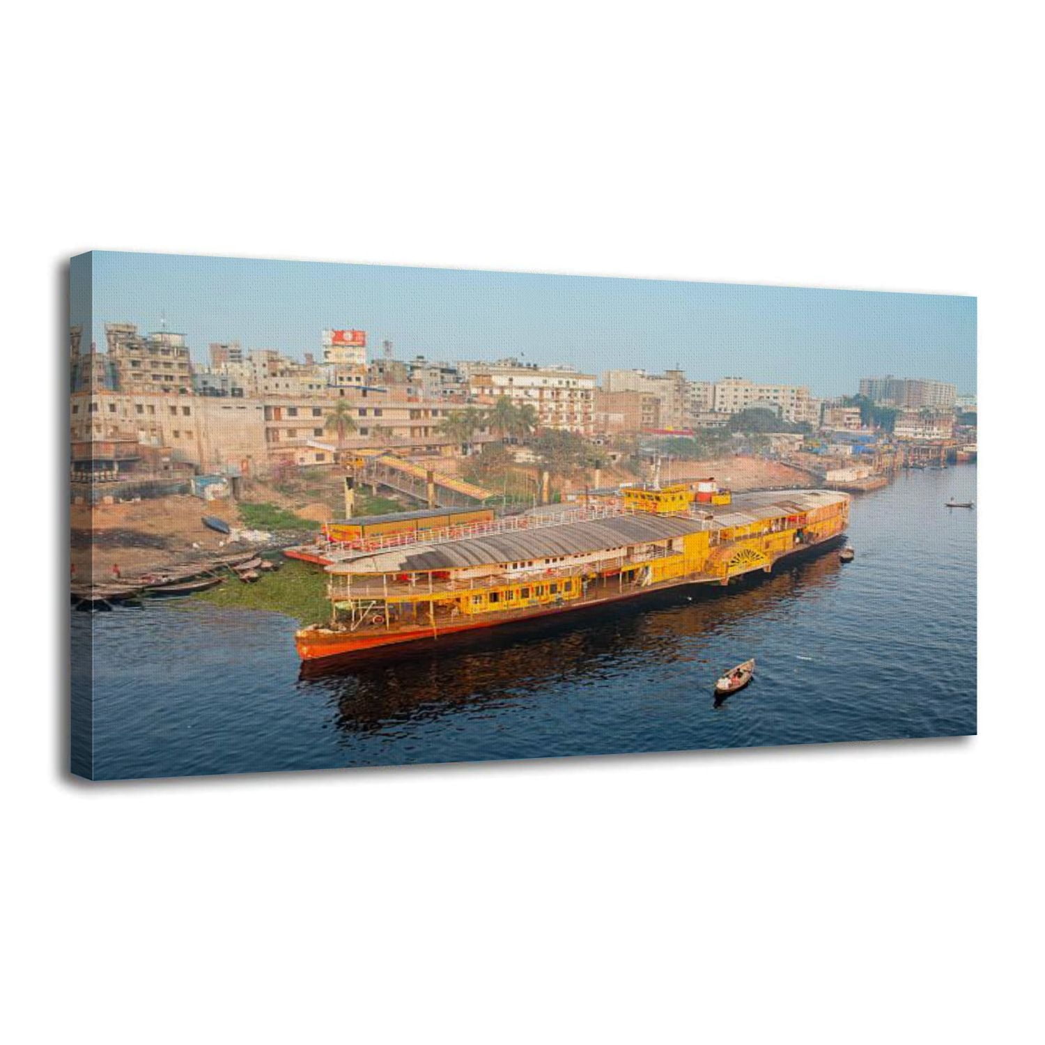 Canvas Wall Art paddle wheeler anchoring old dhaka bangladesh buriganga ...