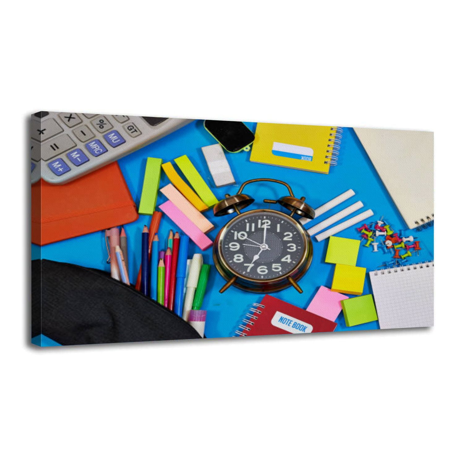 Canvas Wall Art It s time to Back to school alarm clock pencils