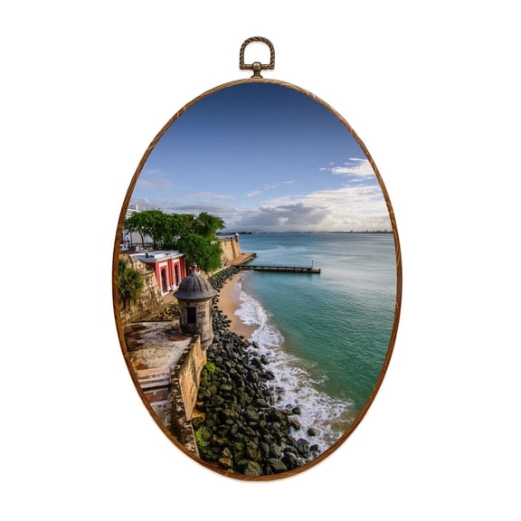 Canvas Wall Art san juan puerto rico historic architecture pictures royalty Oval Framed Canvas Prints Vintage Wall Hanging Decor for Home Decorations 8.6"x11.4"