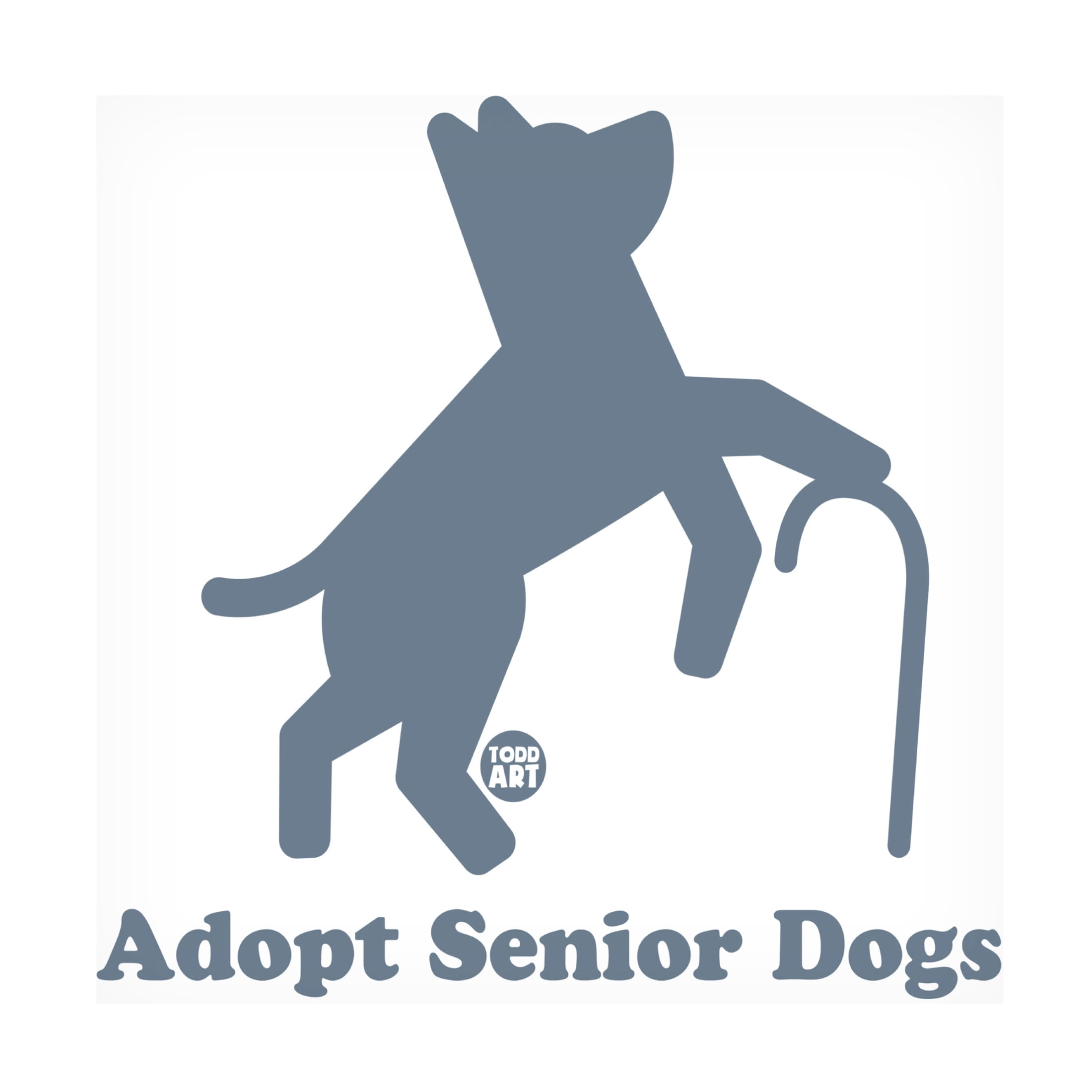 Canvas Wall Art - toddart 'Adopt Senior Dogs' Wall Art for Living Room, Bedroom, or Office Décor by Trademark Fine Art - 18 x 18 Inches