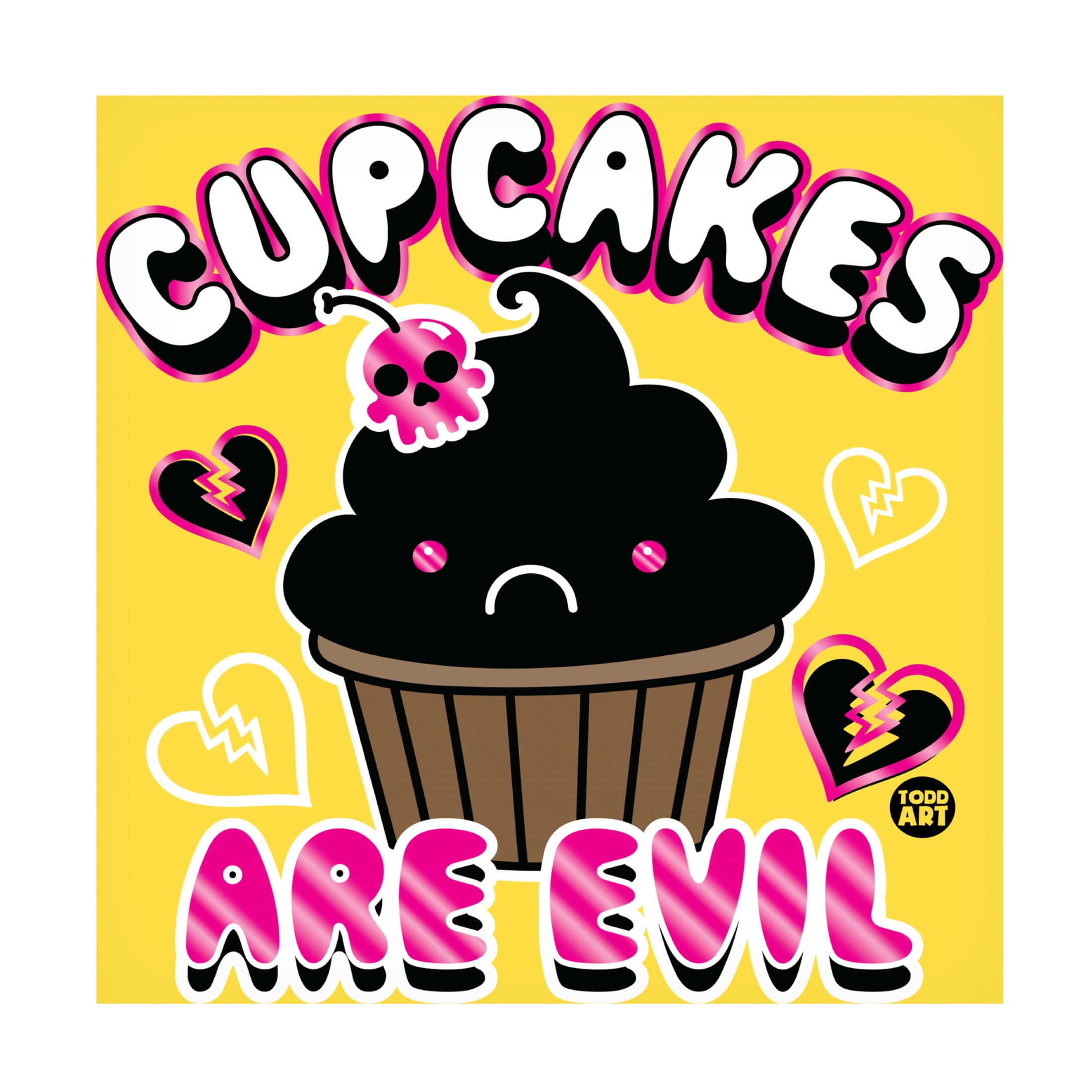 Canvas Wall Art - toddart 'Cupcakes Are Evil' Wall Art for Living Room, Bedroom, or Office Décor by Trademark Fine Art - 35 x 35 Inches