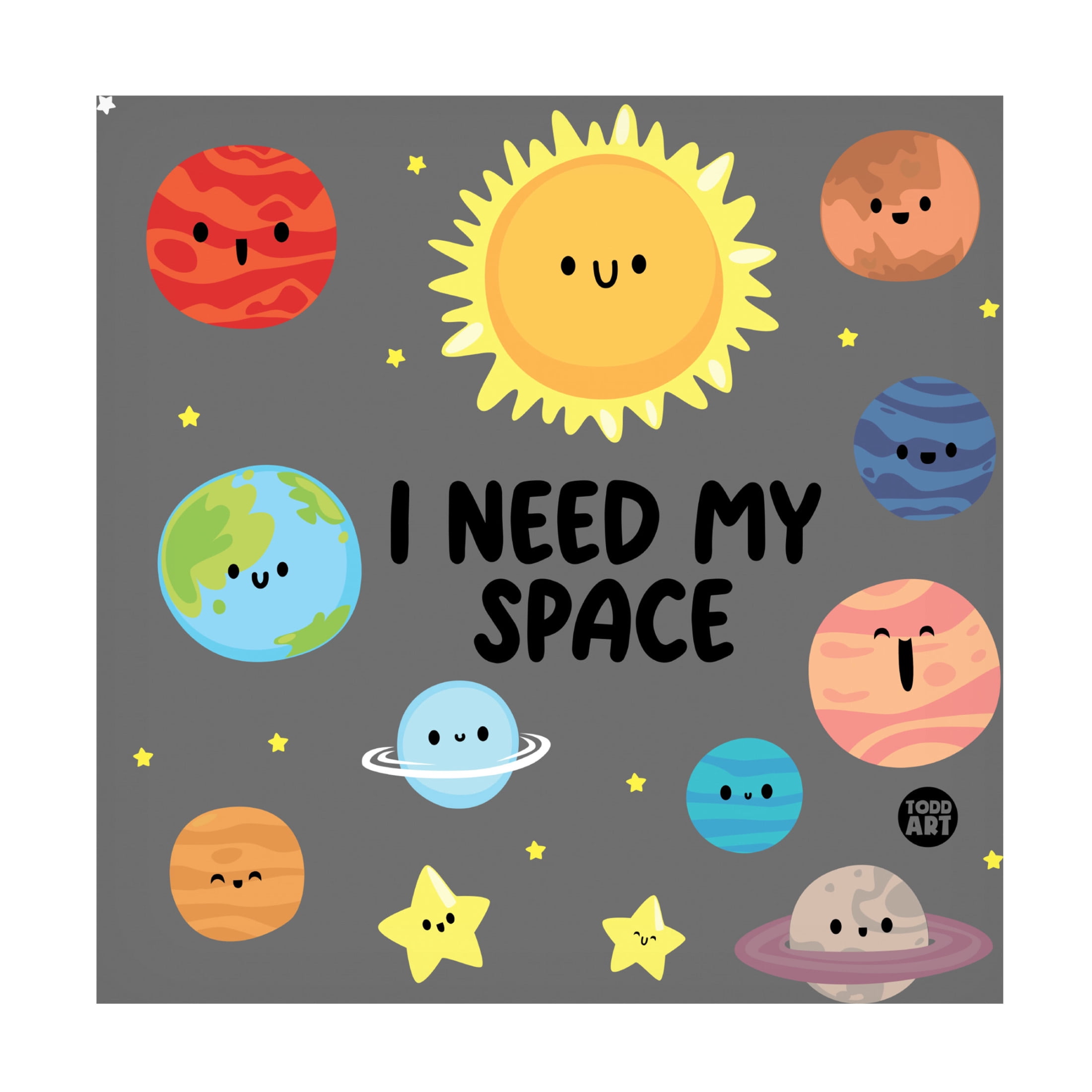 Canvas Wall Art - toddart 'Cute I Need My Space' Wall Art for Living Room, Bedroom, or Office Décor by Trademark Fine Art - 18 x 18 Inches