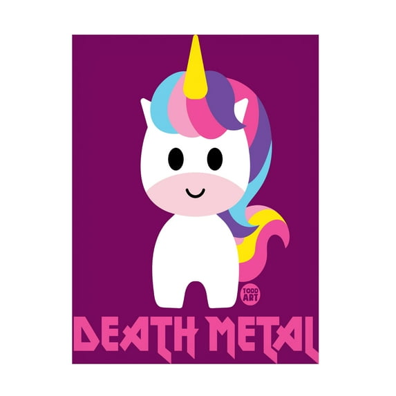 Canvas Wall Art - toddart 'Death Metal Unicorn' Wall Art for Living Room, Bedroom, or Office Décor by Trademark Fine Art - 35 x 47 Inches