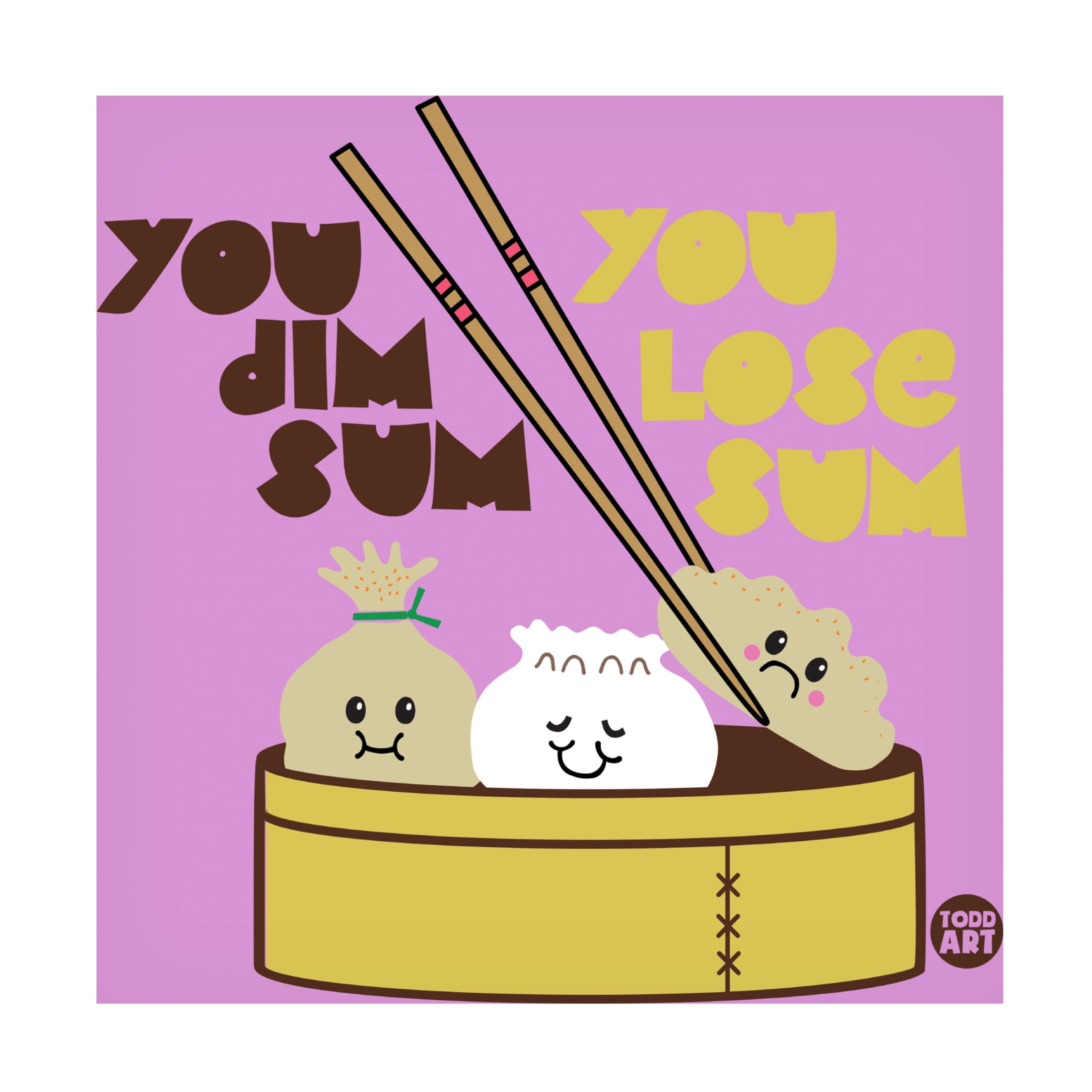Canvas Wall Art - toddart 'Dim Sum Lose Sum' Wall Art for Living Room, Bedroom, or Office Décor by Trademark Fine Art - 18 x 18 Inches