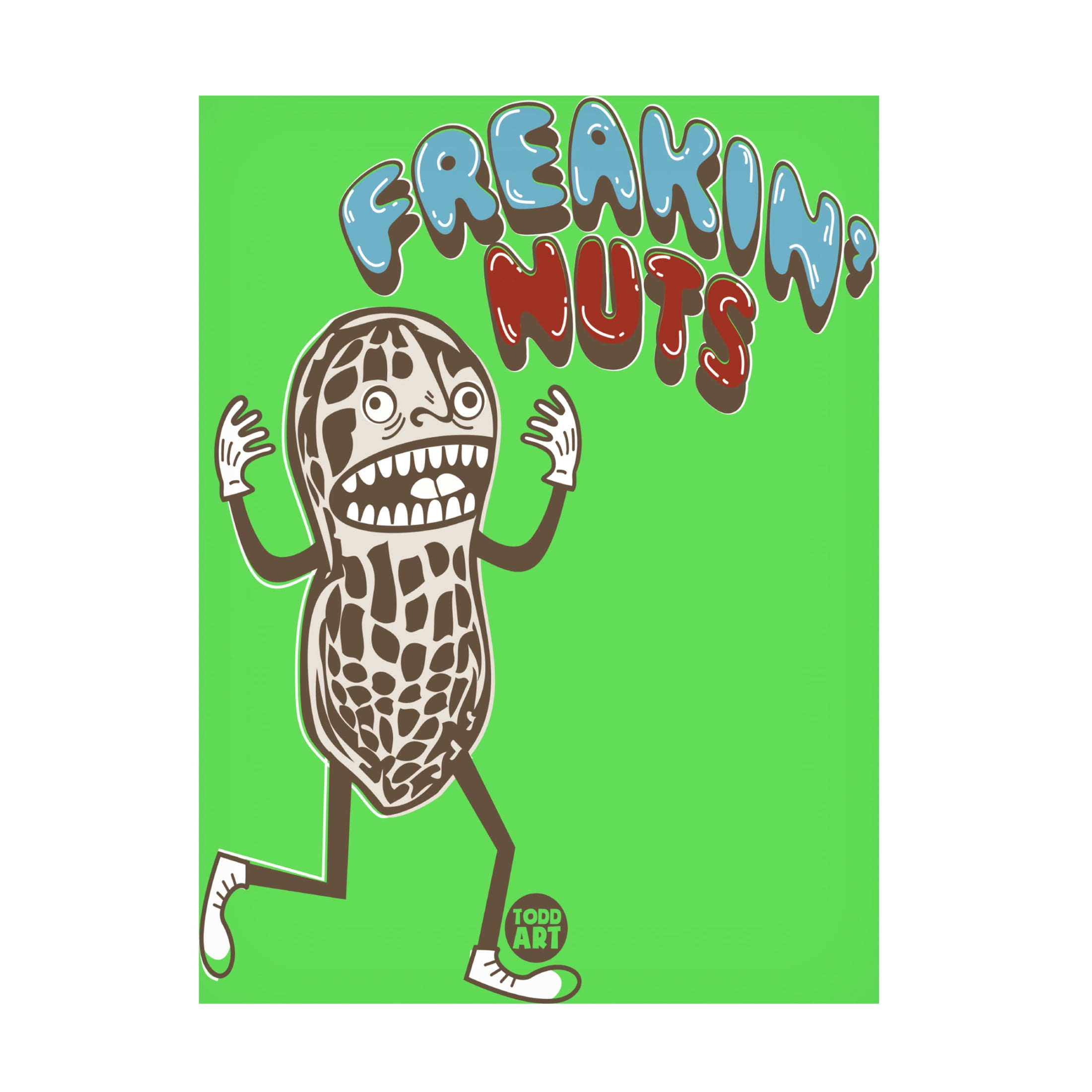 Canvas Wall Art - toddart 'Freakin Nuts Nut' Wall Art for Living Room, Bedroom, or Office Décor by Trademark Fine Art - 35 x 47 Inches