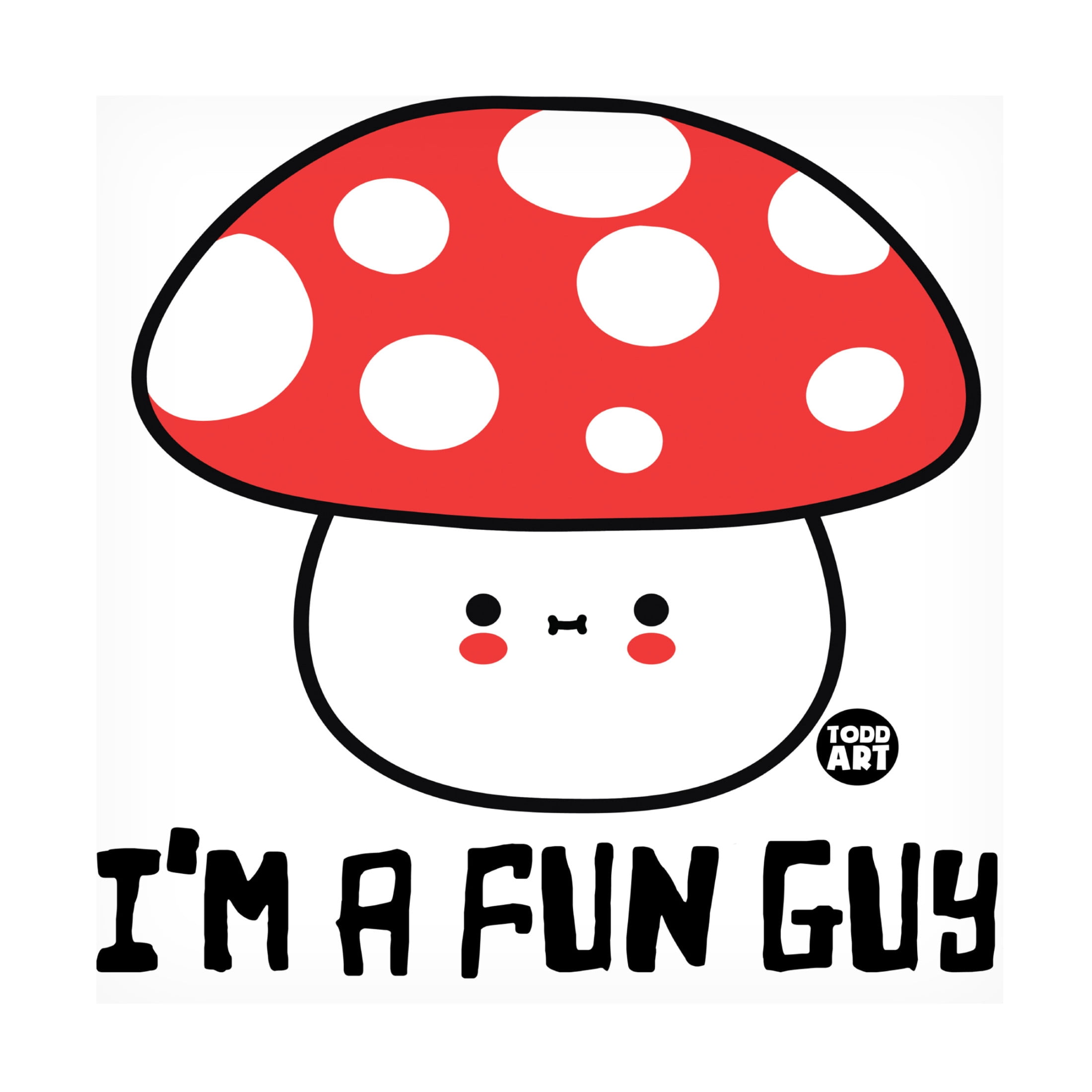 Canvas Wall Art - toddart 'Fun Guy Mushroom' Wall Art for Living Room, Bedroom, or Office Décor by Trademark Fine Art - 24 x 24 Inches