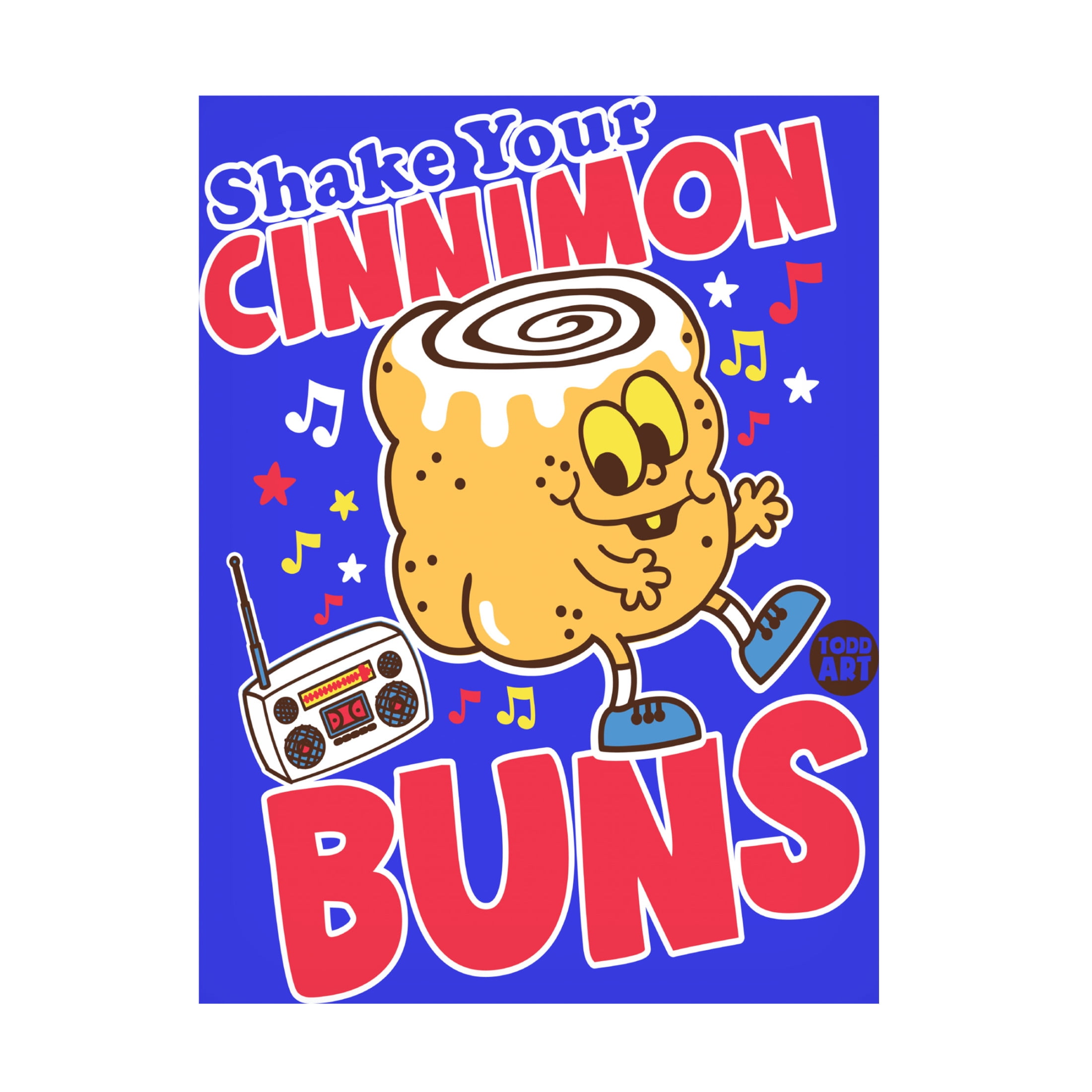 Canvas Wall Art - toddart 'Funshine Cinnamon Buns' Wall Art for Living Room, Bedroom, or Office Décor by Trademark Fine Art - 18 x 24 Inches