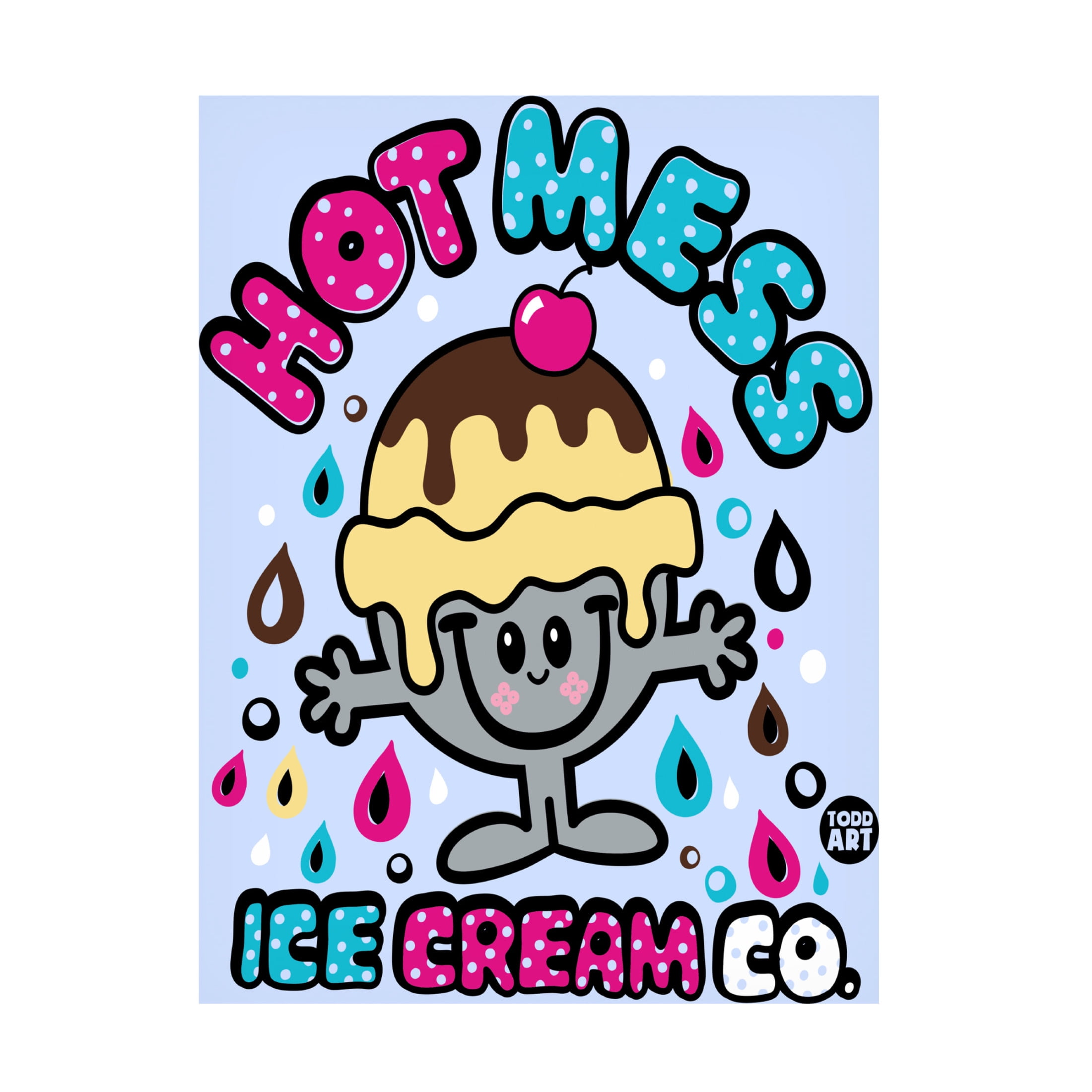 Canvas Wall Art - toddart 'Funshine Hot Mess Ice Cream' Wall Art for Living Room, Bedroom, or Office Décor by Trademark Fine Art - 35 x 47 Inches