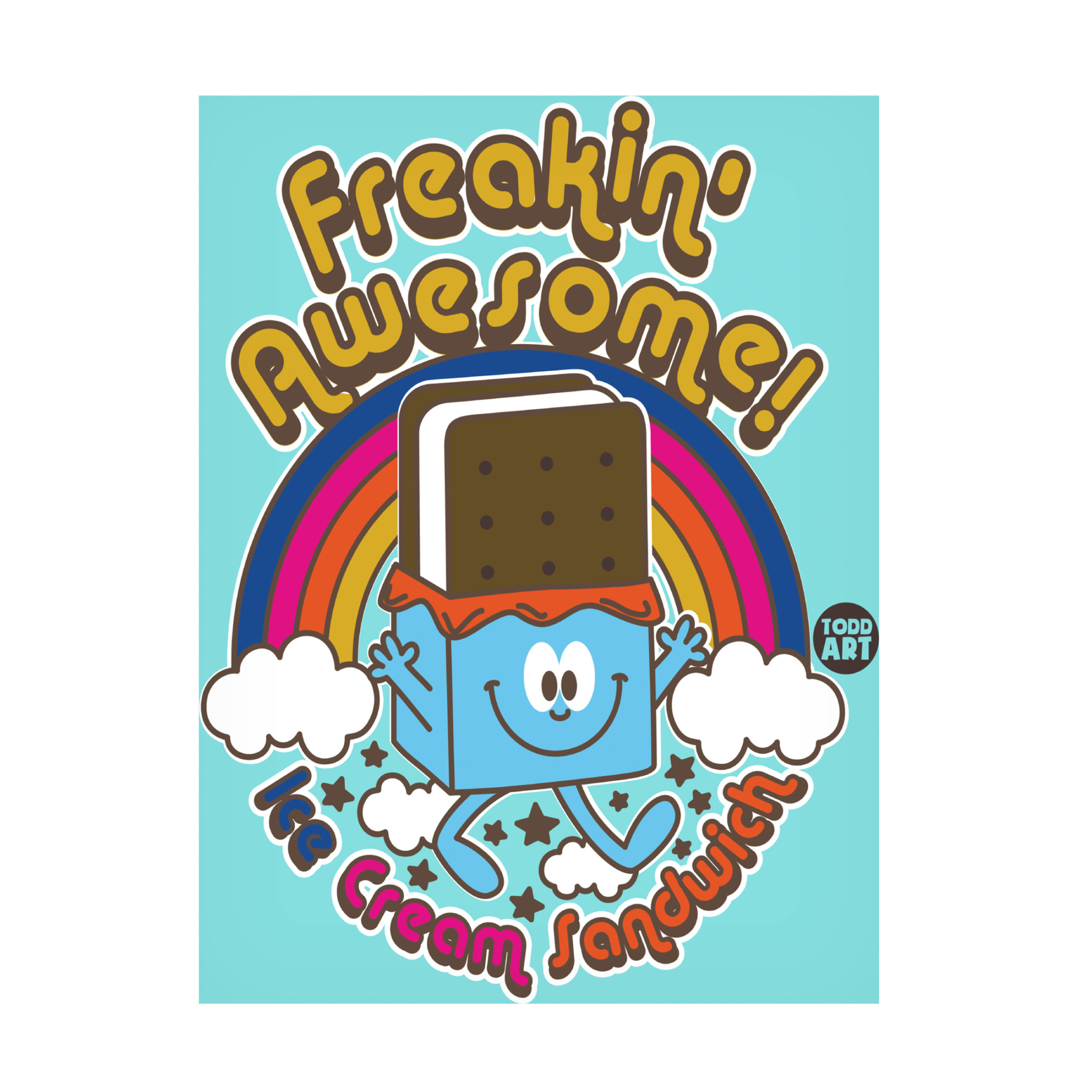 Canvas Wall Art - toddart 'Funshine Ice Cream Sandwich' Wall Art for Living Room, Bedroom, or Office Décor by Trademark Fine Art - 18 x 24 Inches