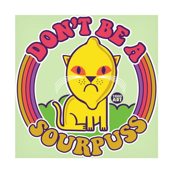 Canvas Wall Art - toddart 'Funshine Sourpuss' Wall Art for Living Room, Bedroom, or Office Décor by Trademark Fine Art - 14 x 14 Inches