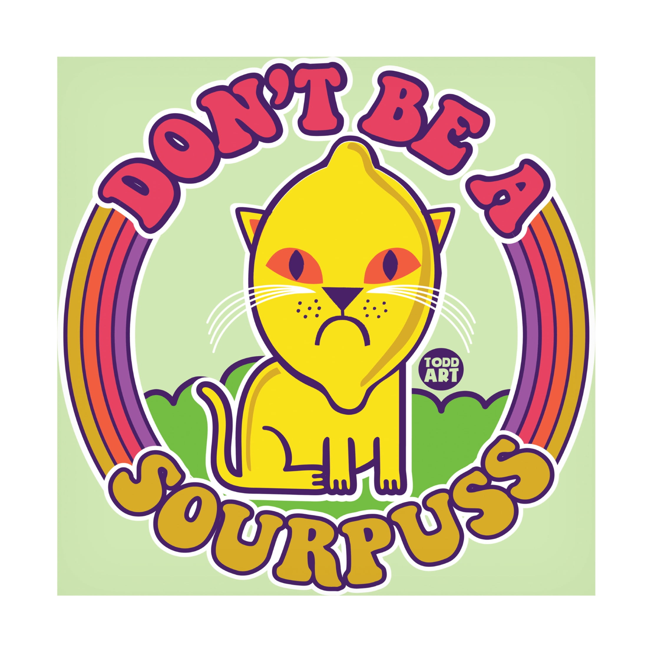 Canvas Wall Art - toddart 'Funshine Sourpuss' Wall Art for Living Room, Bedroom, or Office Décor by Trademark Fine Art - 35 x 35 Inches