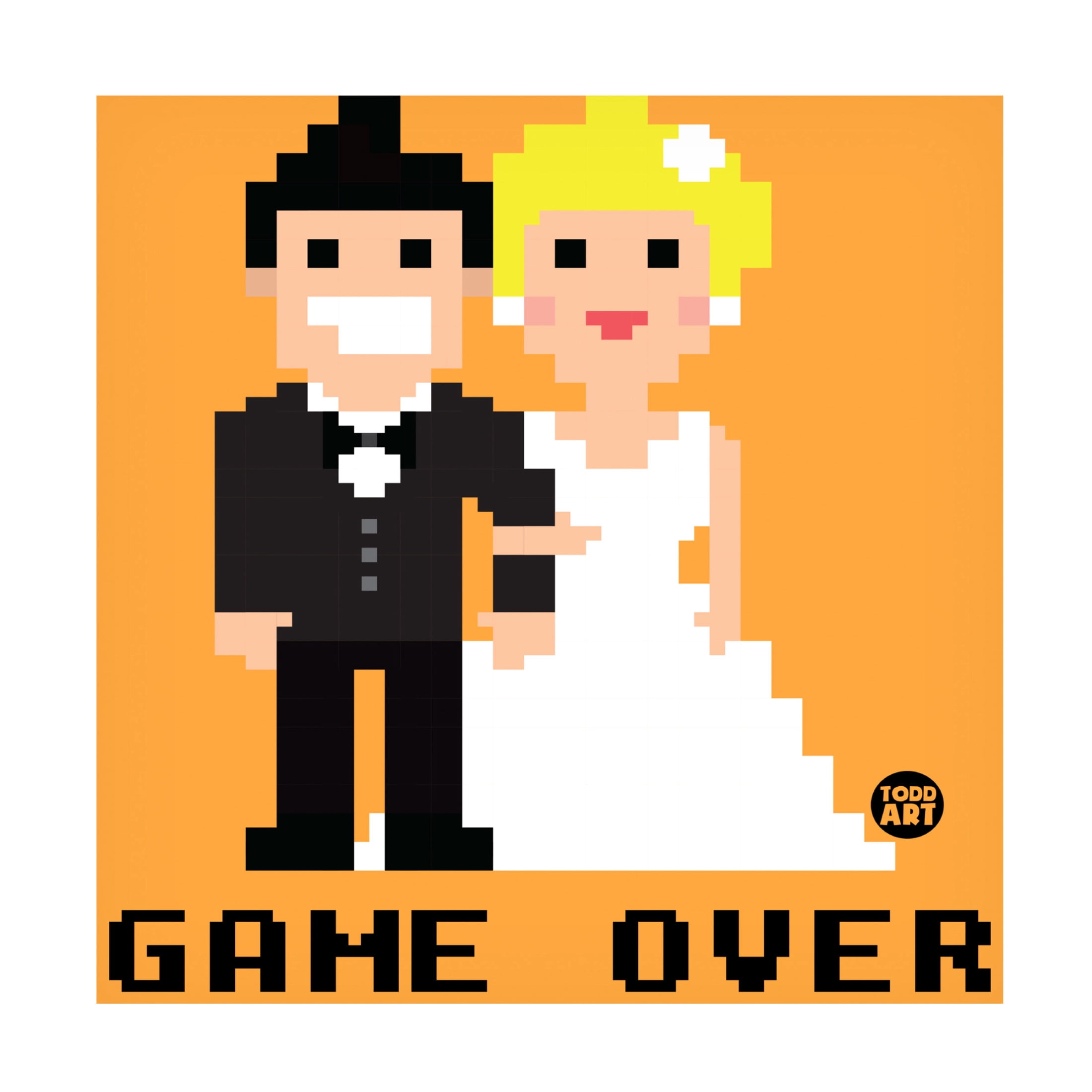 Canvas Wall Art - toddart 'Game Over Wedding' Wall Art for Living Room, Bedroom, or Office Décor by Trademark Fine Art - 14 x 14 Inches