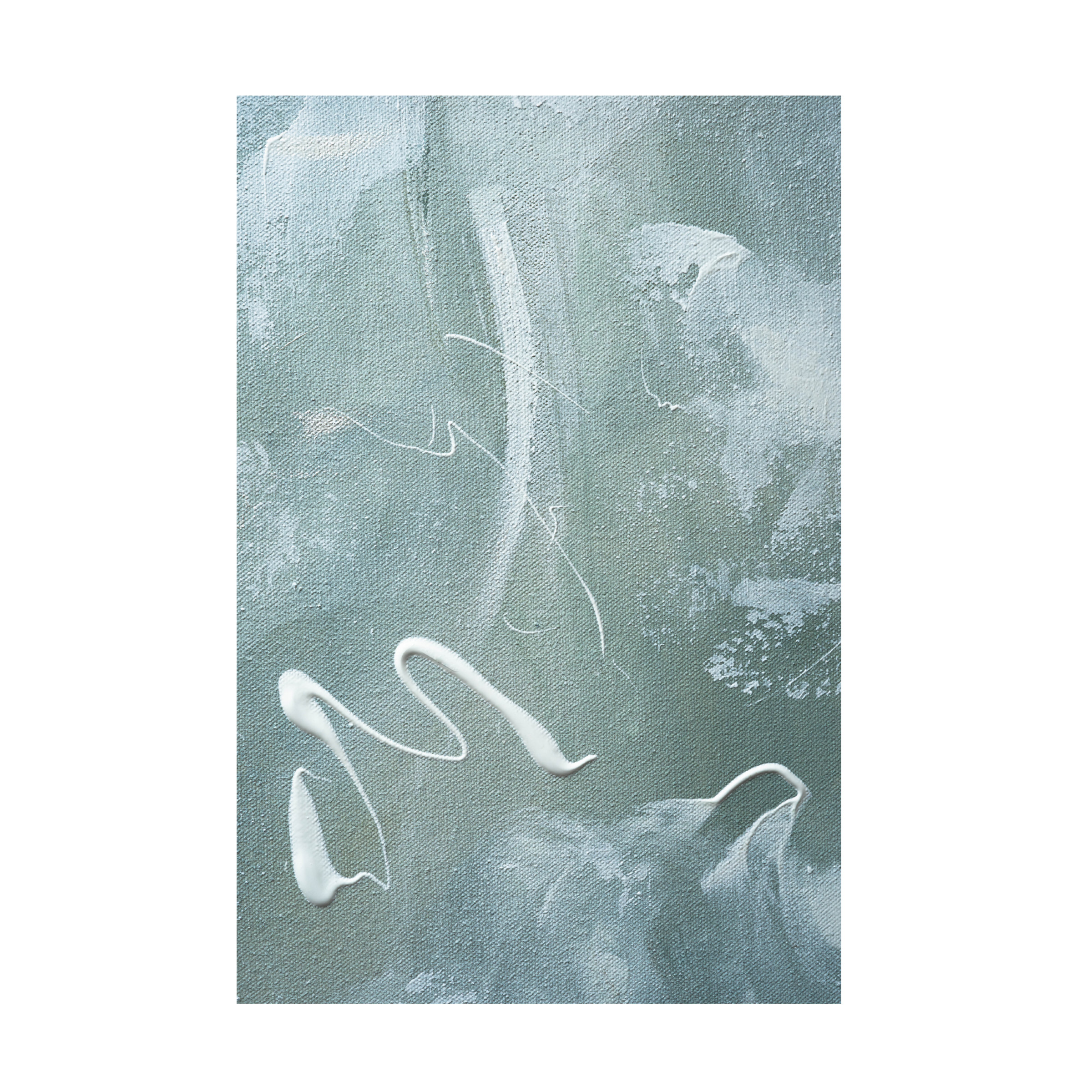 Canvas Wall Art - uplusmestudio 'Green and White Acrylic No 1' Wall Art for Living Room, Bedroom, or Office DÃ©cor by Trademark Fine Art - 30 x 47 Inches
