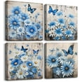 thumbnail image 1 of Canvas Wall Decor For Bedroom Room Wall Art For Living Room Abstract Blue Flowers Paintings Wall Artworks Hang Pictures For Office Decoration Posters Prints Art Kitchen Home Decor 4 Piece, 1 of 6