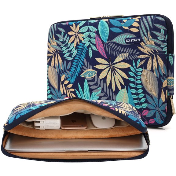 Canvas Water-Resistant for 15-15.6 Inch Laptop Sleeve Case Bag (15-15.6 Inches, Forest Series Bule)