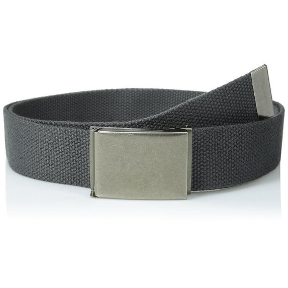 Canvas Web Belt Flip-Top Antique Silver Buckle/Tip Solid Color 50" Long 1.5" Wide