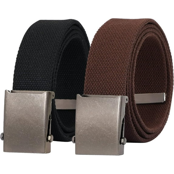Canvas Web Belt for Men Adjustable Cloth Fabric Military Belt with Metal Buckle