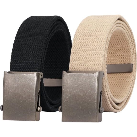 Canvas Web Belt for Men Adjustable Cloth Fabric Military Belt with Metal Buckle
