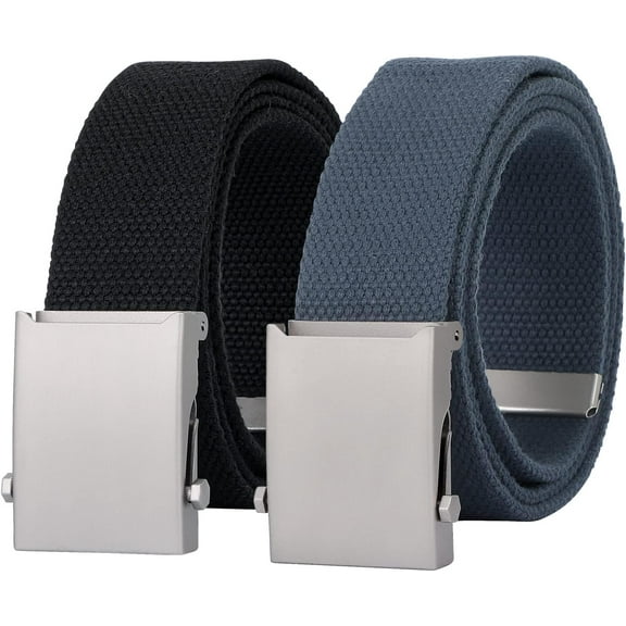 Canvas Web Belt for Men Adjustable Cloth Fabric Military Belt with Metal Buckle