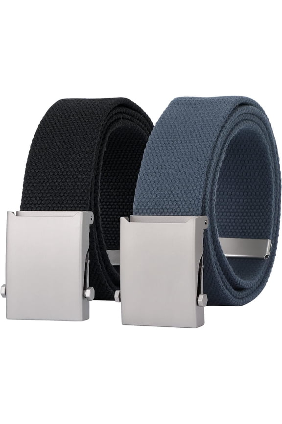 Canvas Web Belt for Men Adjustable Cloth Fabric Military Belt with Metal Buckle