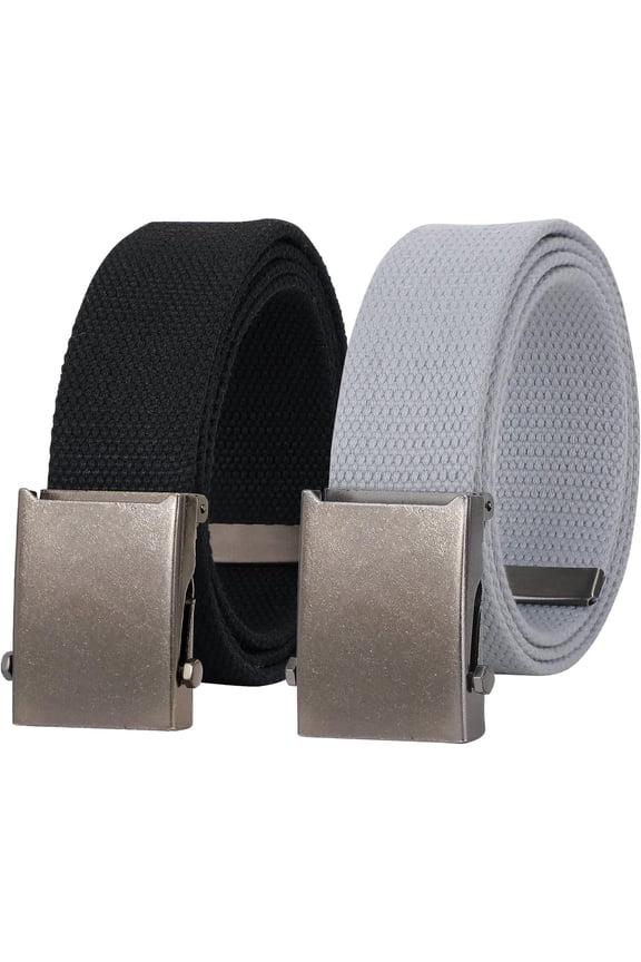 Canvas Web Belt for Men Adjustable Cloth Fabric Military Belt with Metal Buckle