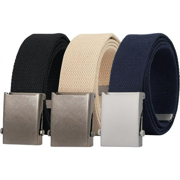 Canvas Web Belt for Men Adjustable Cloth Fabric Military Belt with Metal Buckle