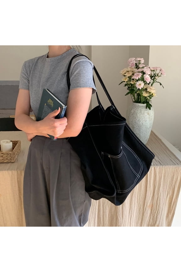 Canvas Women Shoulder bag large capacity Casual Travel big totes ladies Handbag and purses black bolsa