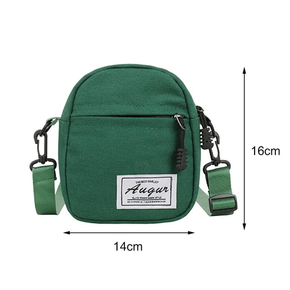 Canvas Women's Crossbody Bag Trend 2023 Small Shoulder Handbag Korean Solid Color Student Phone Bag Simple Shopper Zipper Purse Green