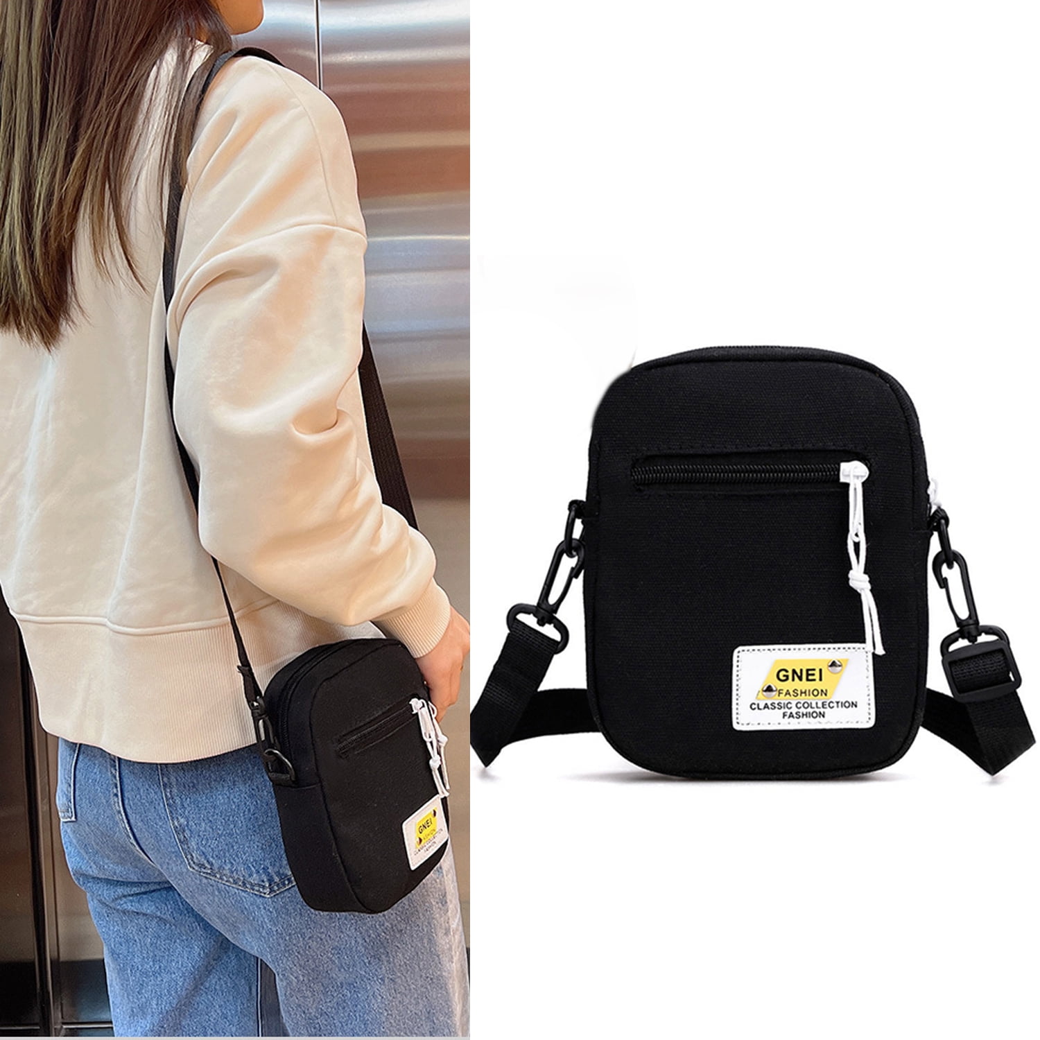 Canvas Women s Crossbody Bag Trend Small Shoulder Handbag Student Phone Bag Simple Zipper Purse