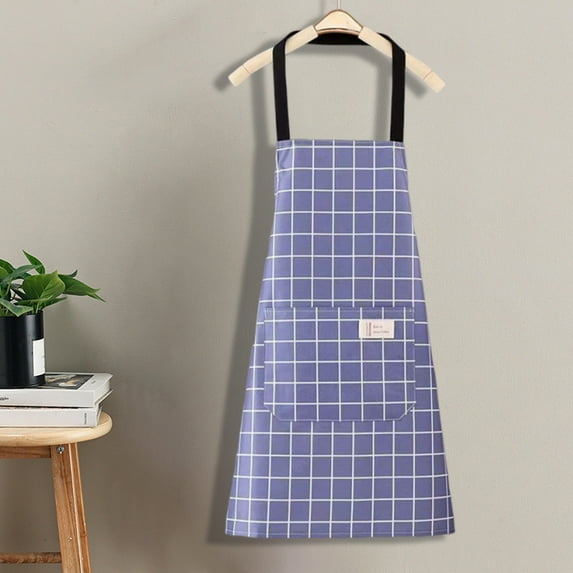 Canvas Work Apron for Adults | Summer Breathable Nylon Bib | Fashionable Check Style | Multi-Use Cooking, Gardening, Cleaning | Adjustable Fit | 70x67cm | 1 Piece | Black Red Gray Blue