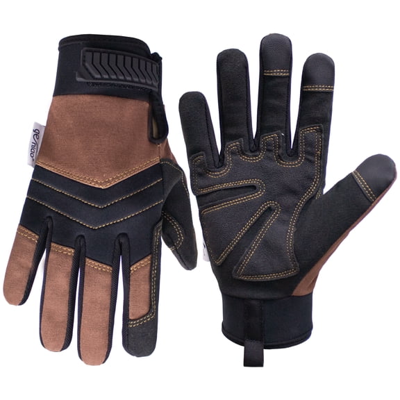 Canvas Work Gloves With Grip for Men Touchscreen Heavy Duty Mechanic Gardening Carpenter Cycling Motorcycle Gloves Brown L