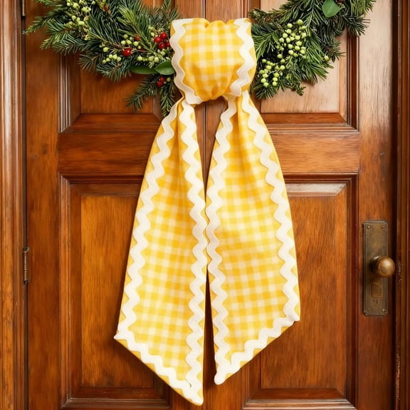 Canvas Wreath Sash for Front Door, Elegant RIC Rac Trim Wreath Accessory, Decorative Ribbon for Yard, Doorway, Indoor & Outdoor, Perfect for Bridal Showers, Xmas & Home Decor
