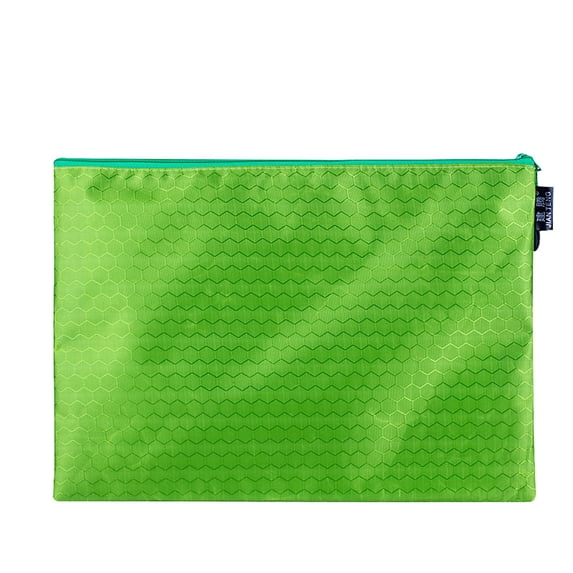 Canvas Zipper Pencil Pouch Case Pen Box Zipper Document Bag 9.4" x 13.4", Durable File Organizer with Smooth Zipper for College, Office & Travel, Textured Fabric Paper Pouch(Green), By Preplabs