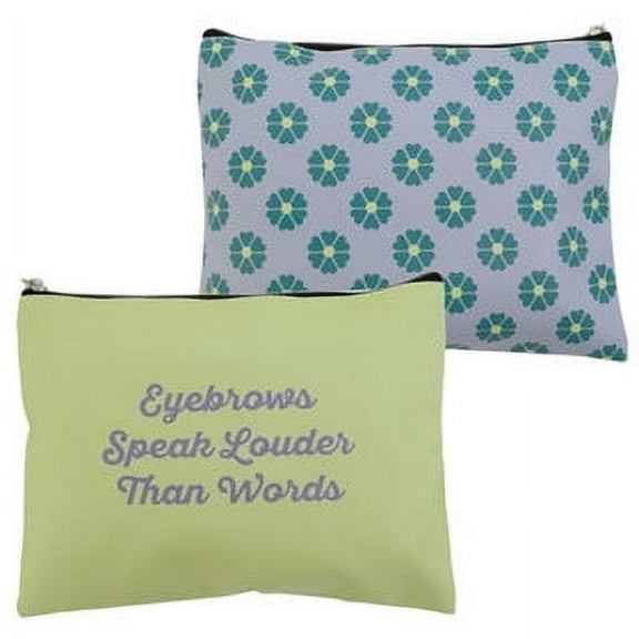 Canvas Zipper Pouch Makeup Bag 8X10 EYEBROWS SPEAK LOUDER THAN WORDS Travel Cosmetic Organizer