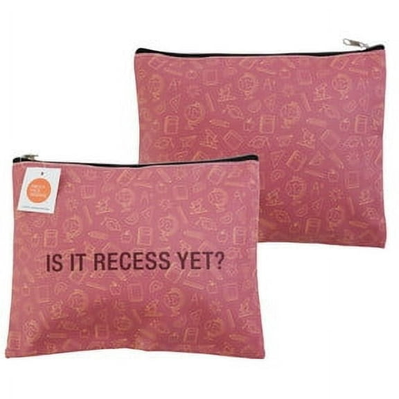 Canvas Zipper Pouch Makeup Bag 8X10 IS IT RECESS YET? Travel Cosmetic Organizer