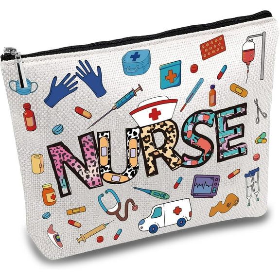 Canvas Zipper Pouch Makeup Bags Canvas Cosmetic Bag Polycotton Multi Purpose Case Zipper Pouches Toiletry Travel Small Zipper Pouch for Women Bag Valentine's Day Gift 10x7Inch Mixed Color